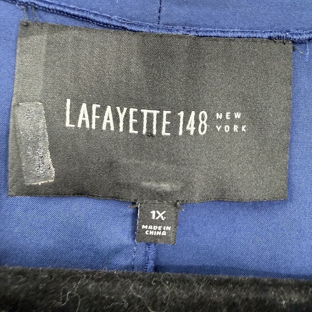 Lafayette 148 Topper Jacket 1X Tie Cinch Navy Blue 3/4 Sleeve Lightweight - Picture 12 of 13